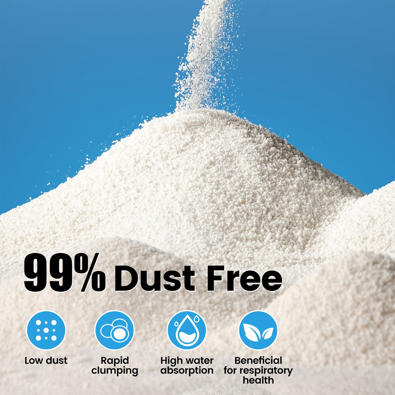 G&S low-dust tapioca cat litter pouring with no dust